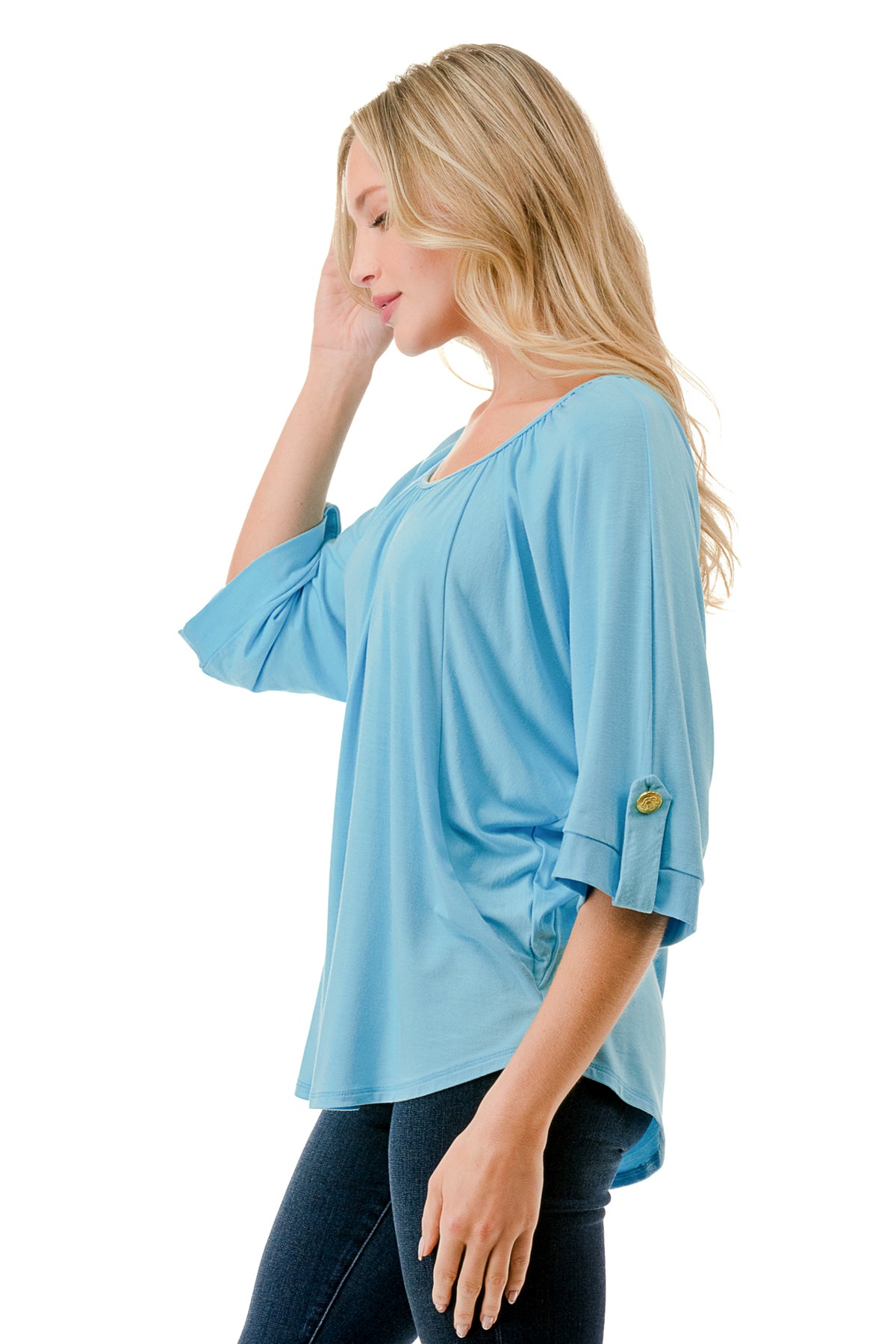 JOLIE BUTTON TOP (ELECTRIC BLUE)- VT7268