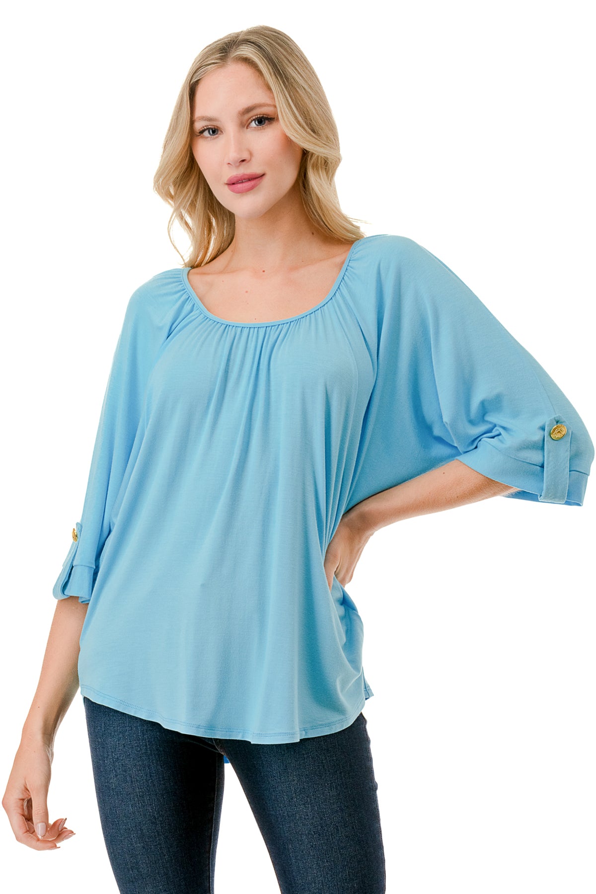 JOLIE BUTTON TOP (ELECTRIC BLUE)- VT7268