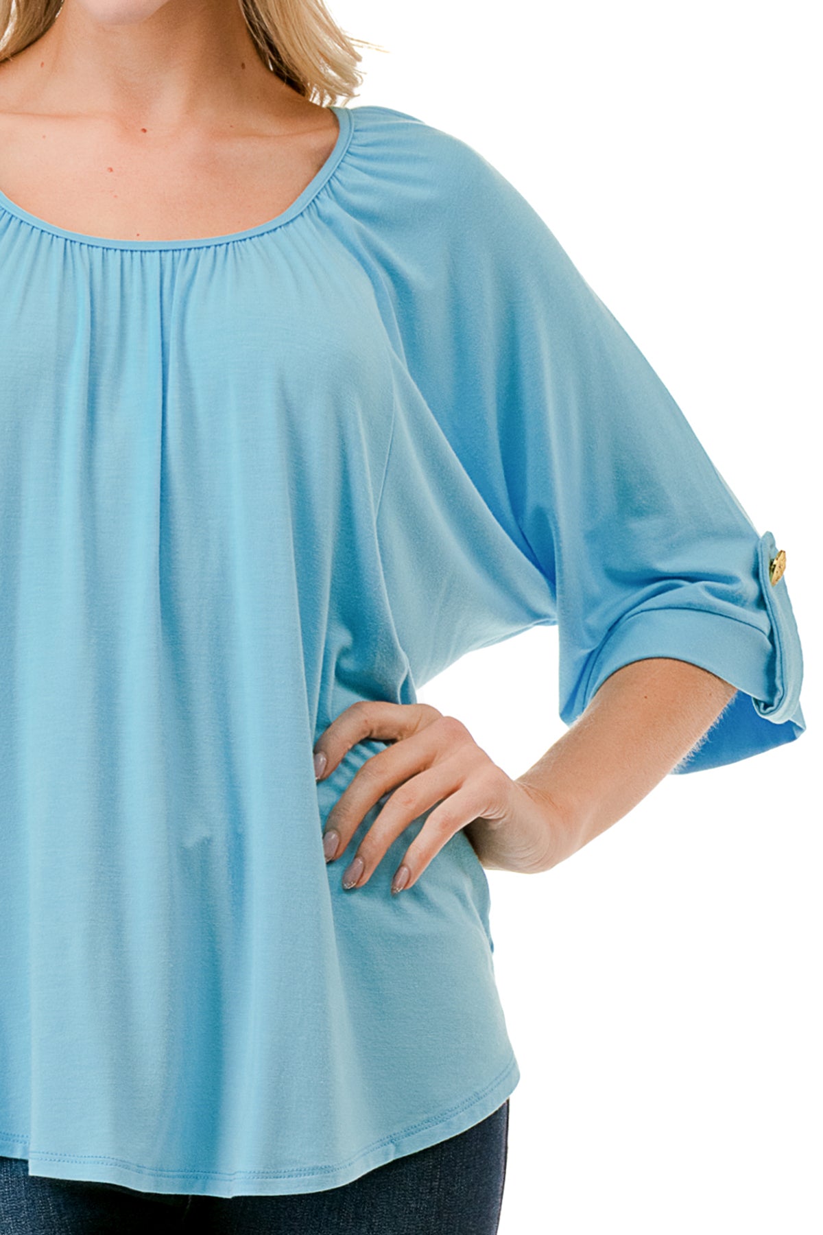 JOLIE BUTTON TOP (ELECTRIC BLUE)- VT7268
