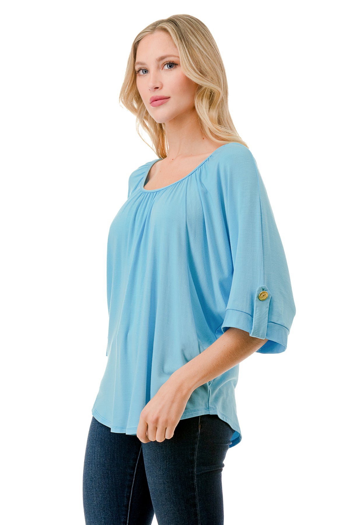 JOLIE BUTTON TOP (ELECTRIC BLUE)- VT7268