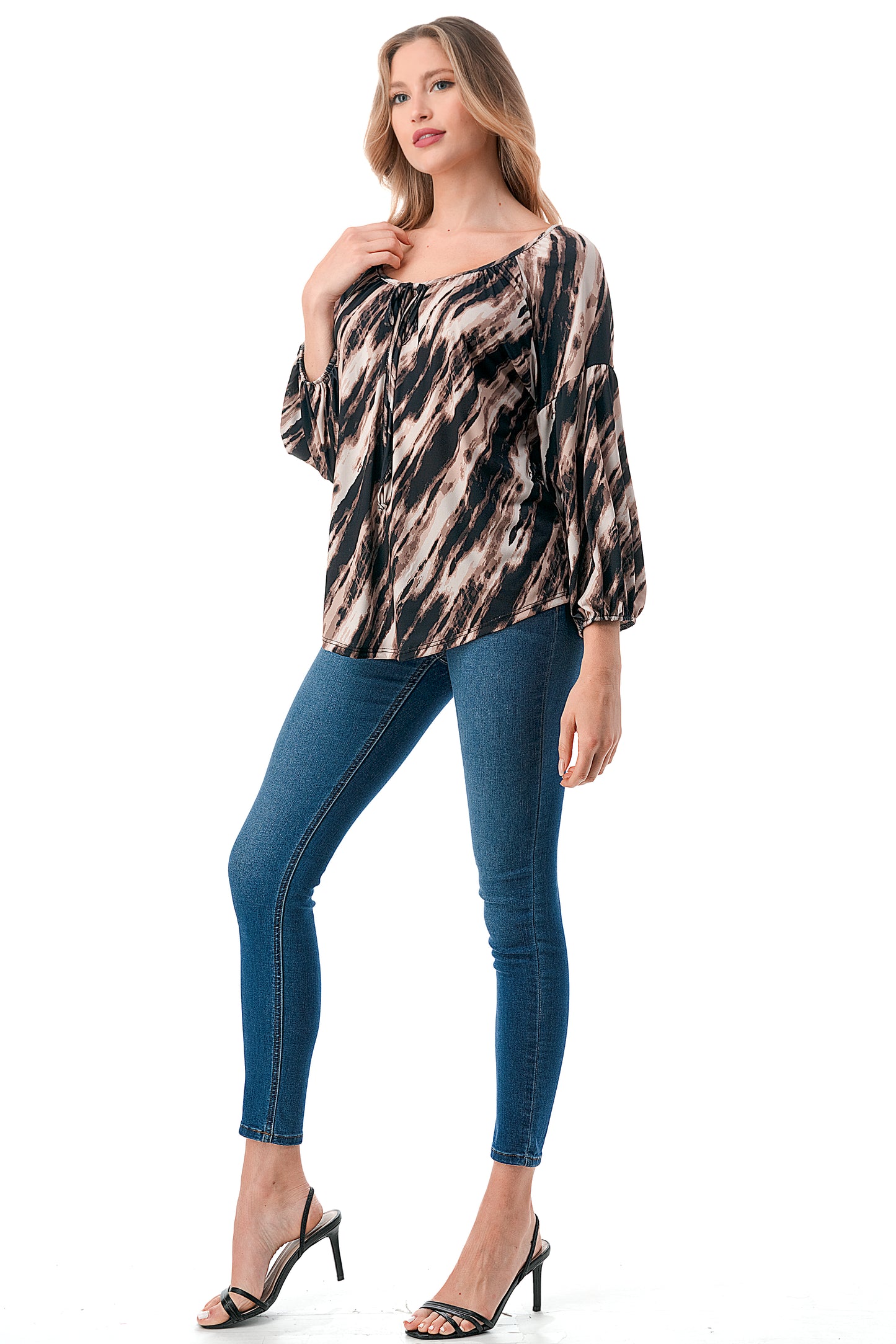 TRISH BLOUSE (BROWN WATERCOLOR)-VT7833