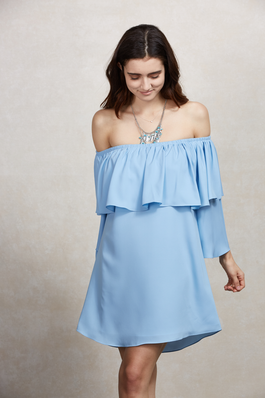 CLIO OFF SHOULDER DRESS (BLUE)-VD1686