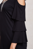 BELLA COLD SHOULDER DRESS (BLACK)-VD1808