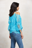 LAIA OPEN SHOULDER TOP (Aqua)-VT1283