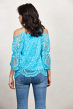 LAIA OPEN SHOULDER TOP (Aqua)-VT1283