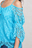 LAIA OPEN SHOULDER TOP (Aqua)-VT1283