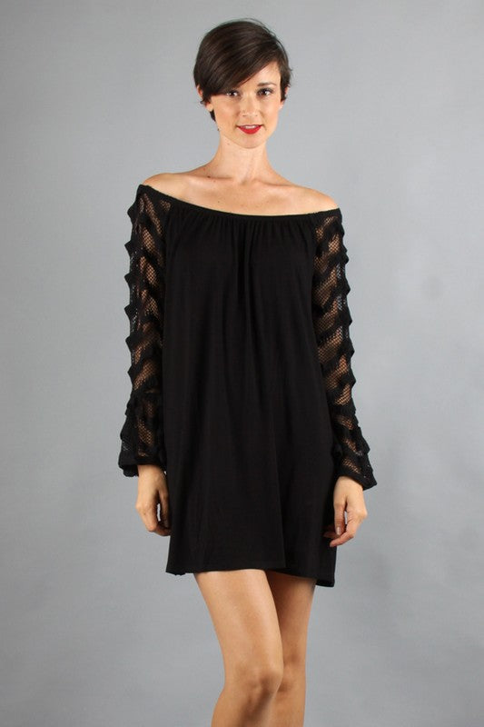 COLLEEN OFF SHOULDER DRESS(BLACK)-VD9344