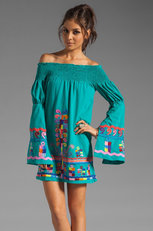 DARA OFF SHOULDER DRESS (TURQUOISE)-CVD6606