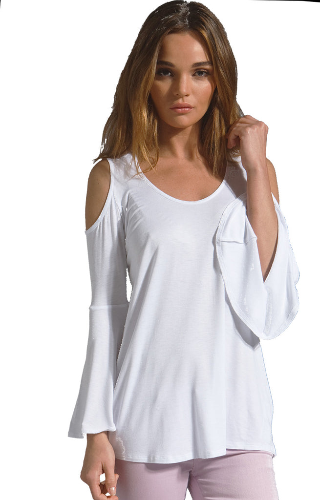 Brenda Bell Sleeve Top (White)-JT7365