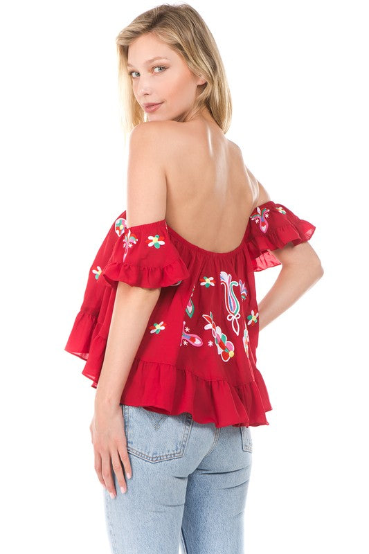 KALONICE RUFFLE TOP (Burgundy)-CVT1511