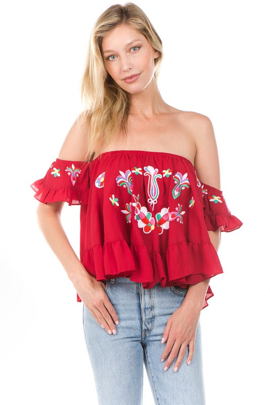 KALONICE RUFFLE TOP (Burgundy)-CVT1511
