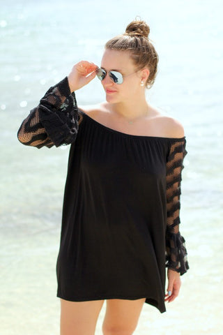 COLLEEN OFF SHOULDER DRESS(BLACK)-VD9344