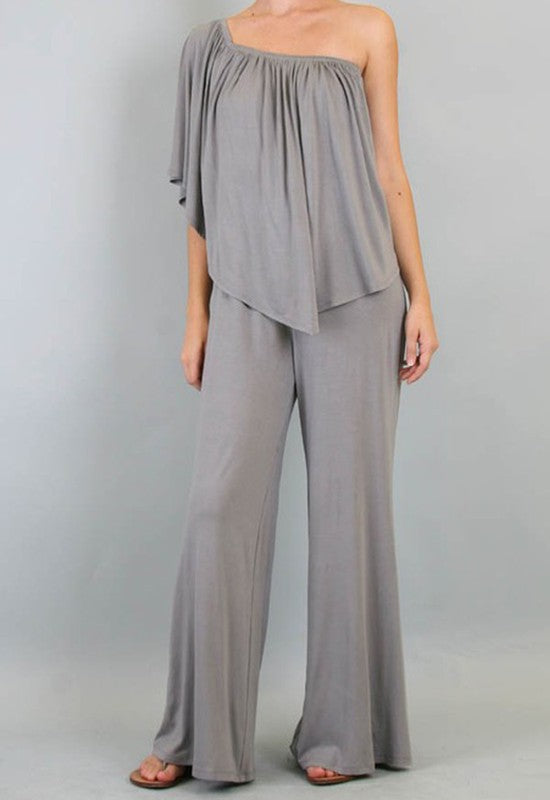 JILL STRAPLESS JUMPSUIT ( Black, Grey, White, Red,  Aqua, Copper)- JD7152