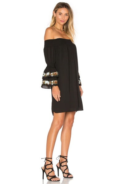 DINA OFF SHOULDER DRESS (BLACK)-CVD1407