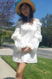 ALANA BUBBLE SLEEVE DRESS (OFF WHITE)- CVD2091E