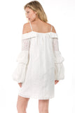 ALANA BUBBLE SLEEVE DRESS (OFF WHITE)- CVD2091E