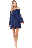 ETTA OFF SHOULDER DRESS (Navy)- CVD2095