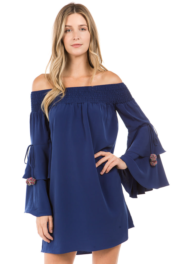 ETTA OFF SHOULDER DRESS (Navy)- CVD2095