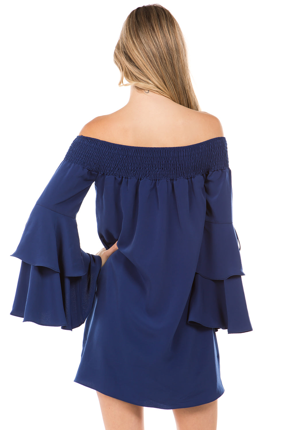 ETTA OFF SHOULDER DRESS (Navy)- CVD2095