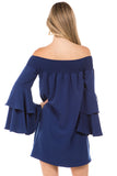 ETTA OFF SHOULDER DRESS (Navy)- CVD2095