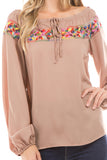 BRITNEY LONG SLEEVE BLOUSE(BROWN) -CVT1482
