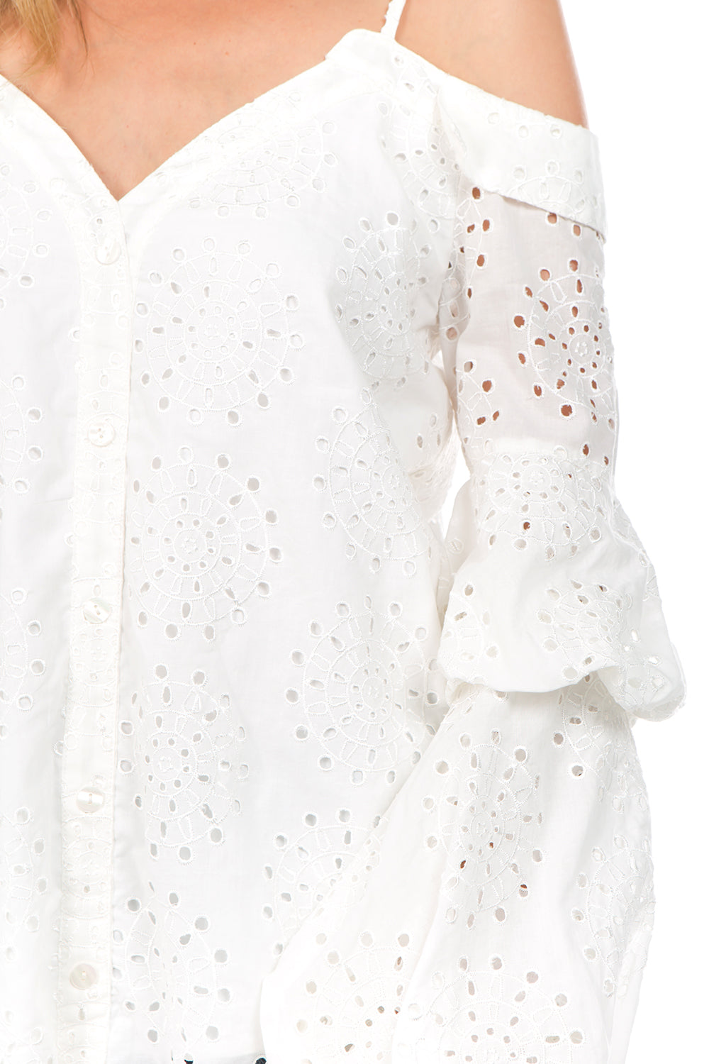 ALANA BUBBLE SLEEVE TOP (Off White)- CVT2090E