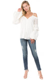 ALANA BUBBLE SLEEVE TOP (Off White)- CVT2090E