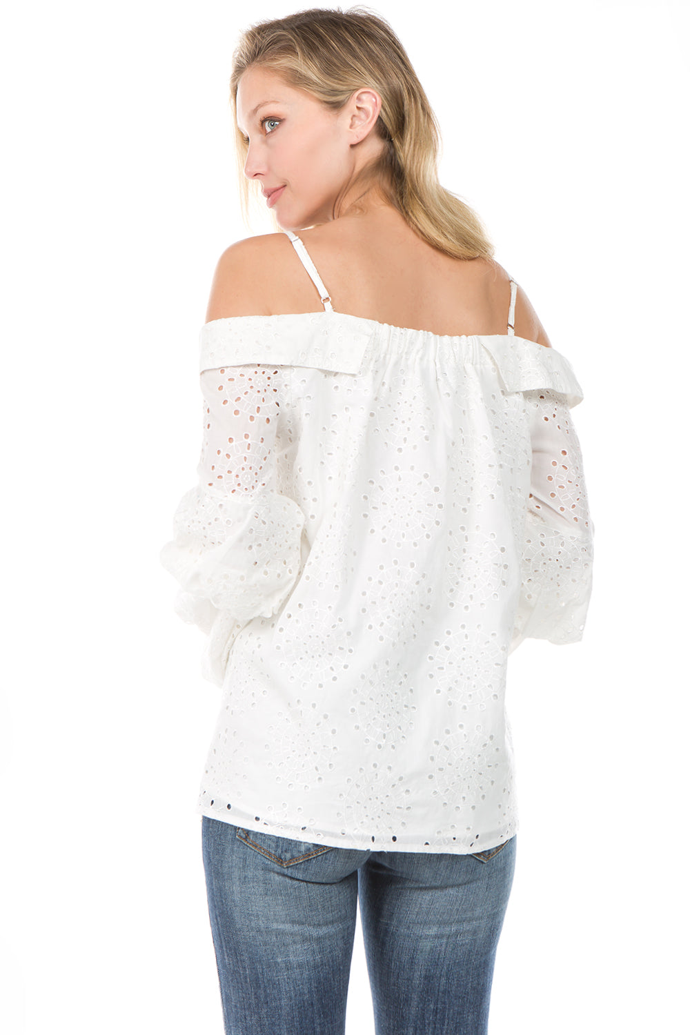 ALANA BUBBLE SLEEVE TOP (Off White)- CVT2090E