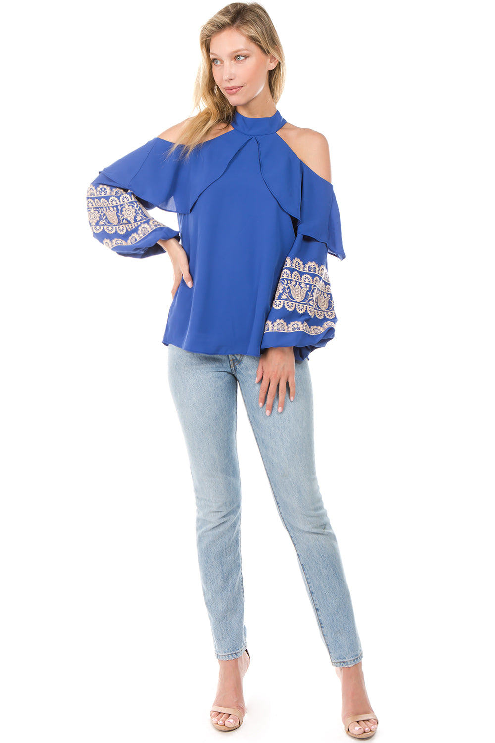 WINIFRED OPEN SHOULDER TOP (Dark Blue)- CVT2112