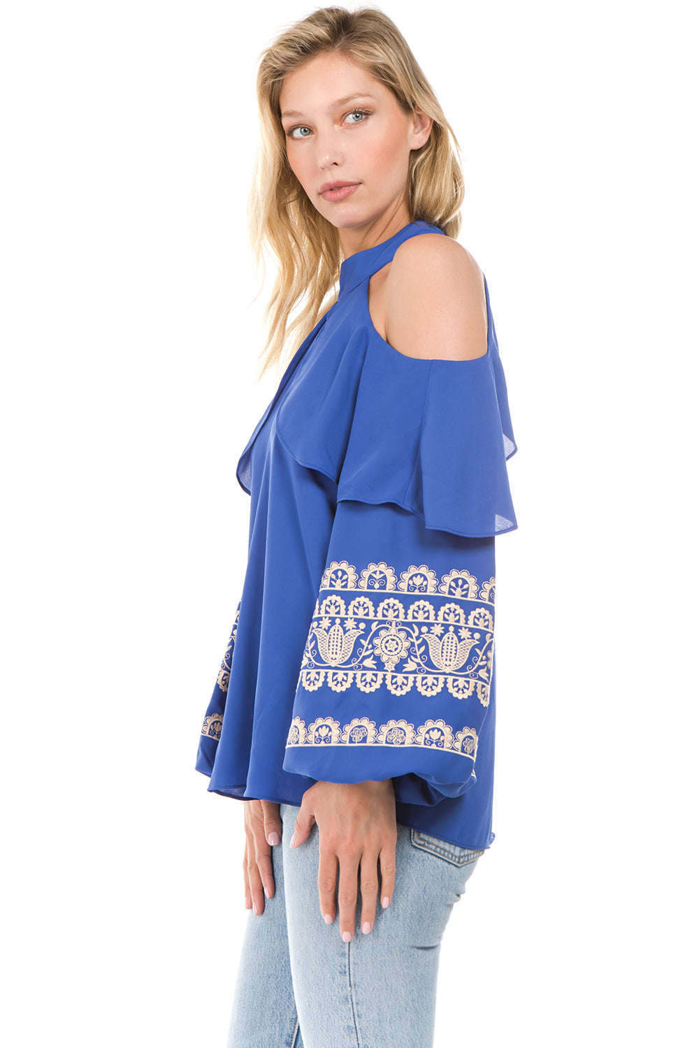WINIFRED OPEN SHOULDER TOP (Dark Blue)- CVT2112