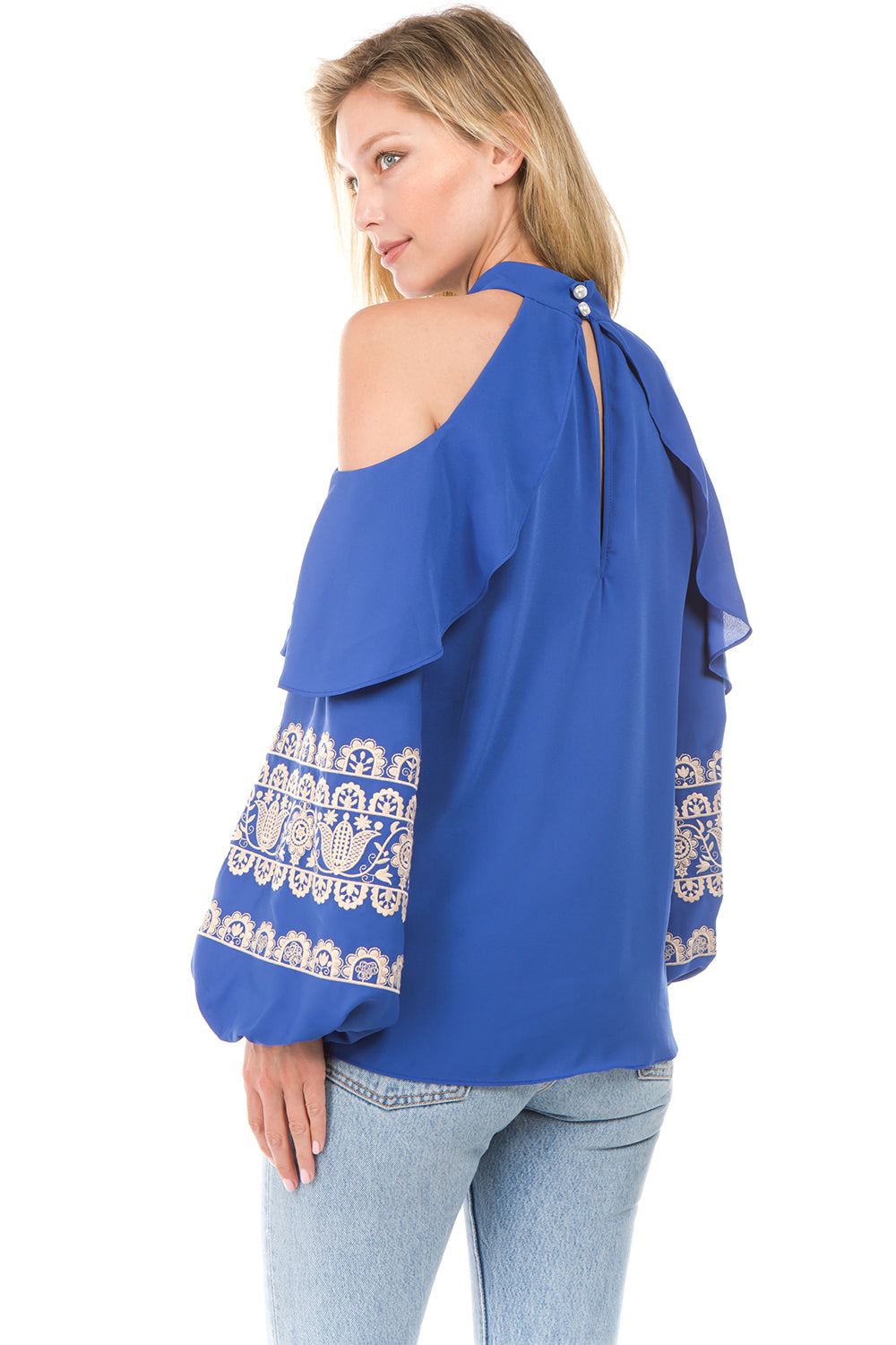 WINIFRED OPEN SHOULDER TOP (Dark Blue)- CVT2112