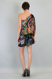TRIBAL ONE SHOULDER DRESS (Black)-D7134