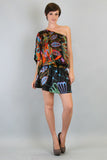 TRIBAL ONE SHOULDER DRESS (Black)-D7134