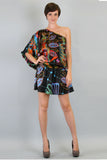 TRIBAL ONE SHOULDER DRESS (Black)-D7134