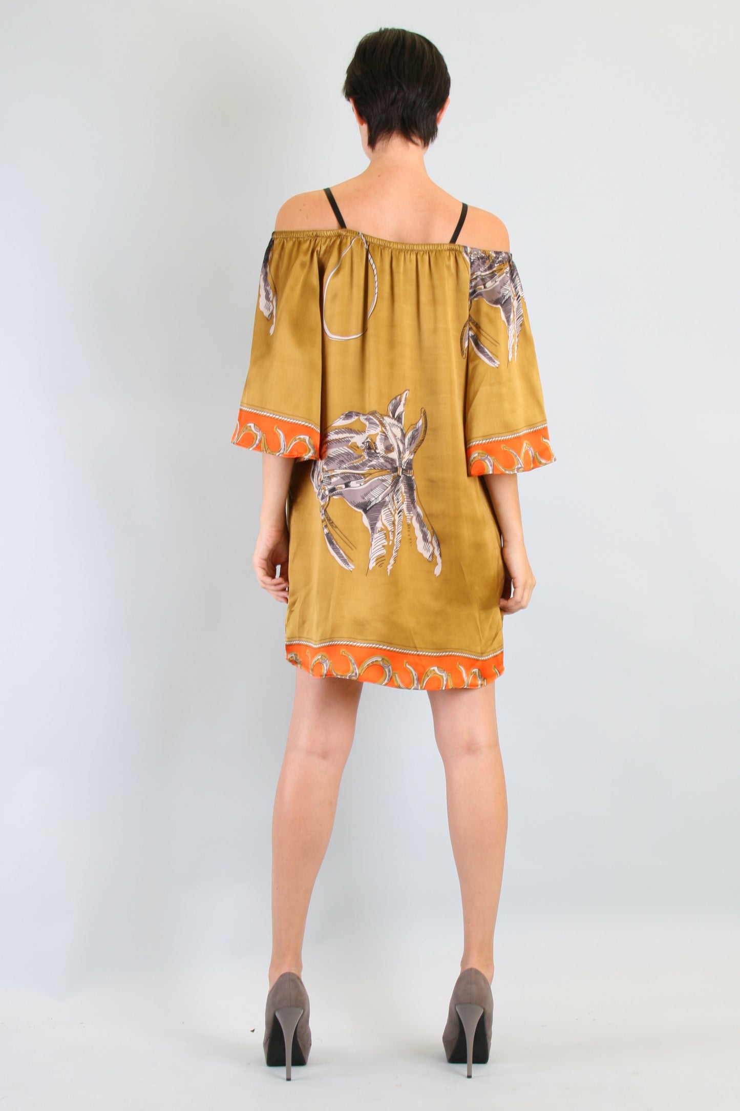OLIVER OFF SHOULDER DRESS (BRONZE)-D7391