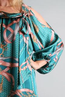DIANE SMOCK DRESS(TEAL)-D7646