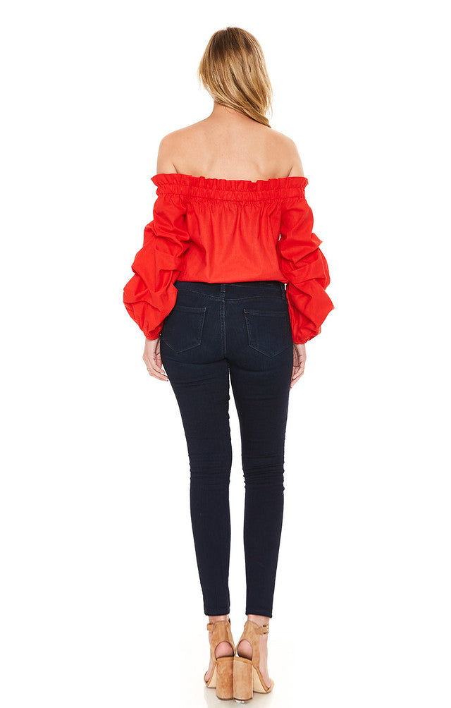 HAZEL OFF SHOULDER BODYSUIT (Red)-VT2077