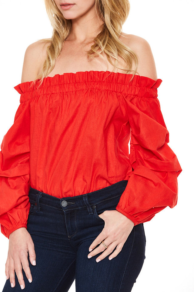 HAZEL OFF SHOULDER BODYSUIT (Red)-VT2077