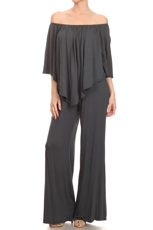 JILL STRAPLESS JUMPSUIT (Navy, Charcoal, Royal Blue, Dark Brown, L. Brown, Purple)- JD7152