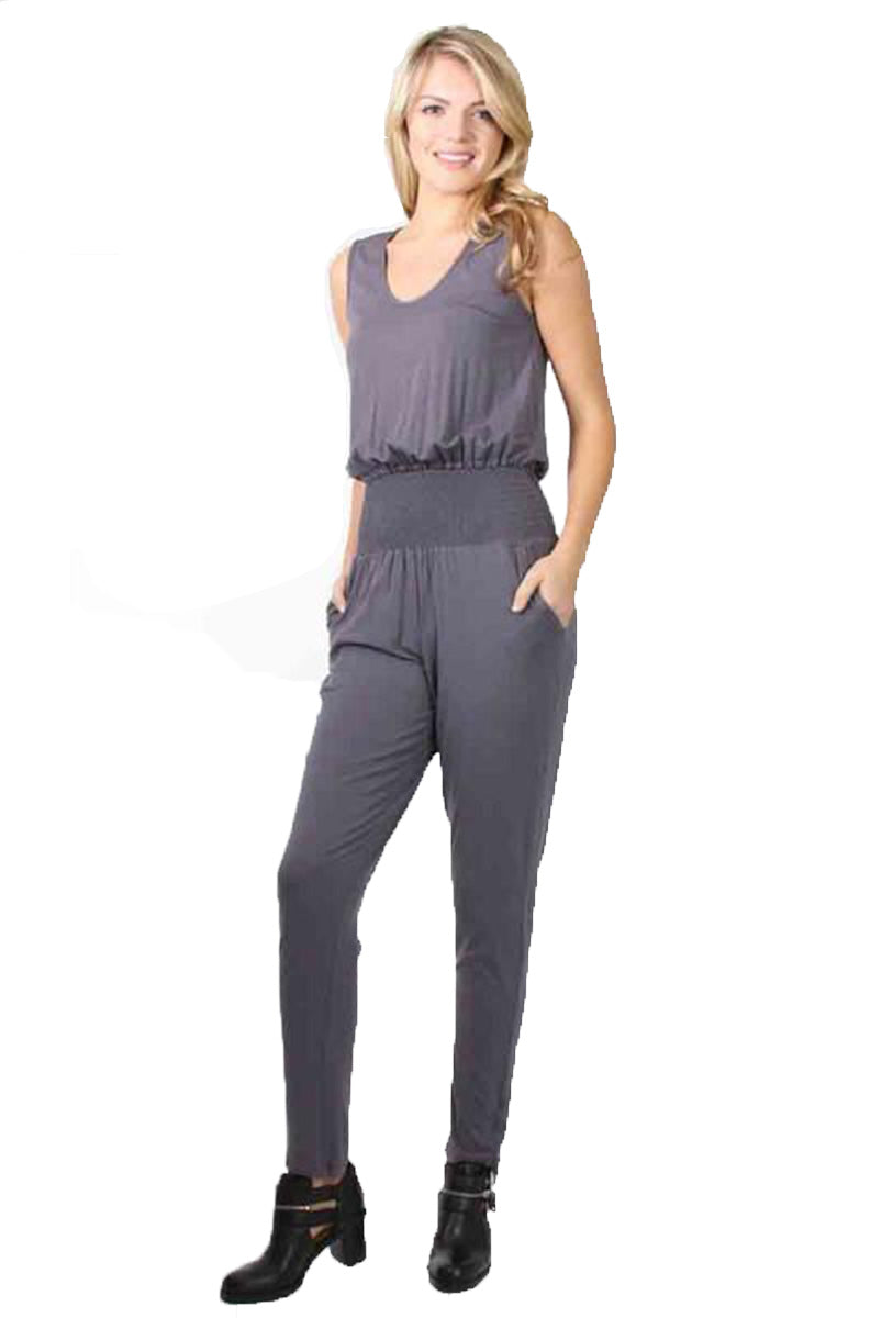 CLAUDETTE SLIM JUMPSUIT (Grey)-JD9475