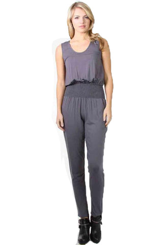 CLAUDETTE SLIM JUMPSUIT (Grey)-JD9475