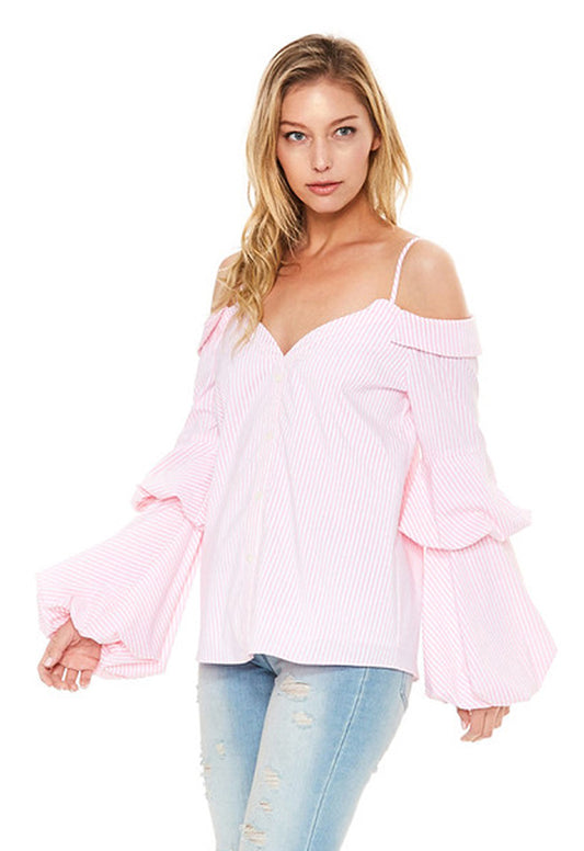 JEMIMA OFF SHOULDER TOP (PINK)- CVT2090