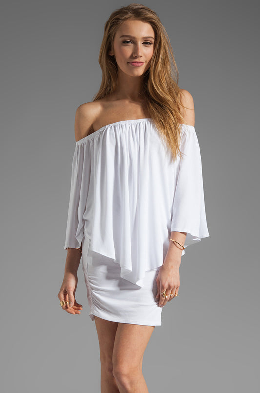 MINA CONVERTIBLE DRESS (WHITE, TANGERINE)-JD7081