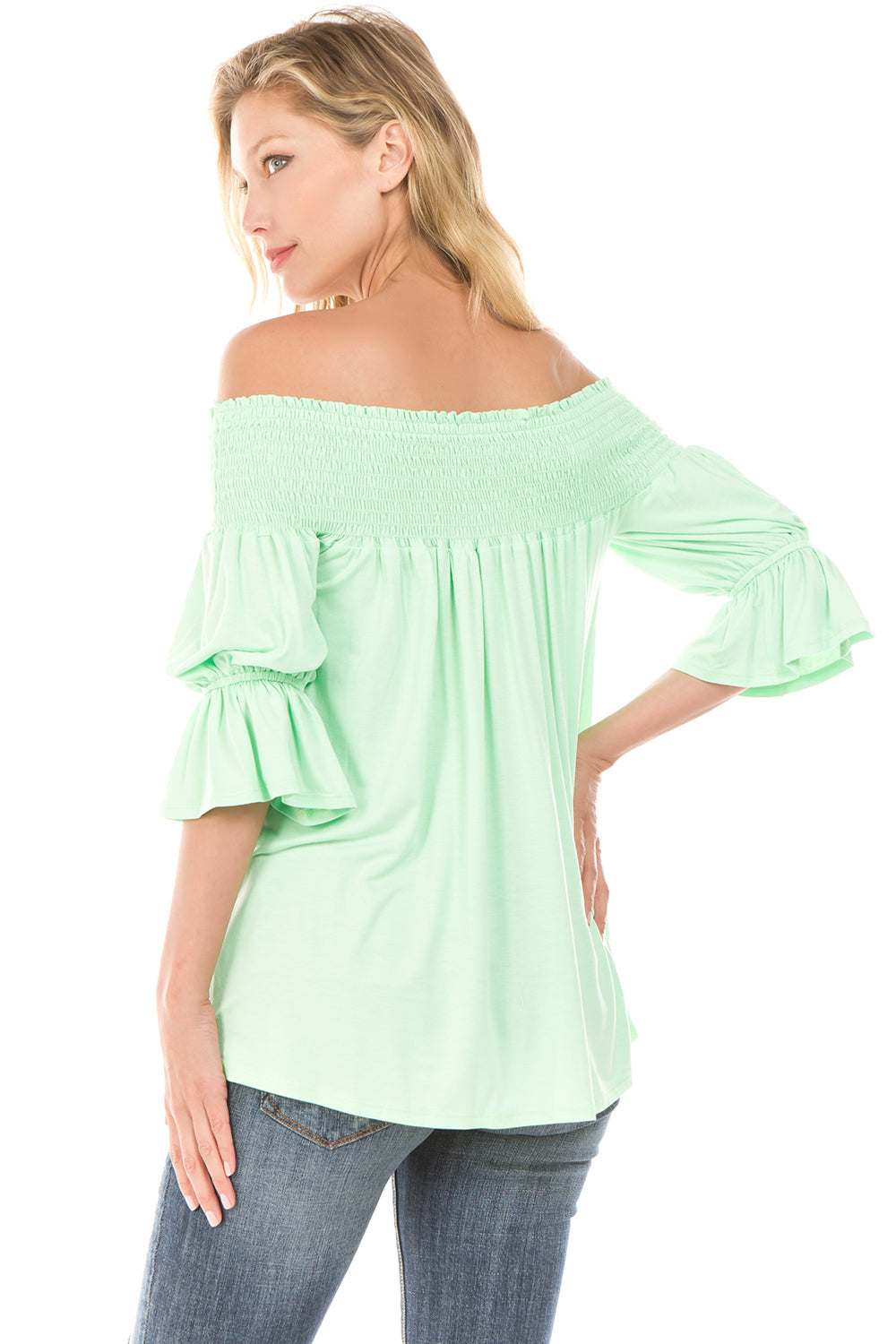 AUBREY OFF SHOULDER HALF SLEEVE TOP (MINT)- JT7101