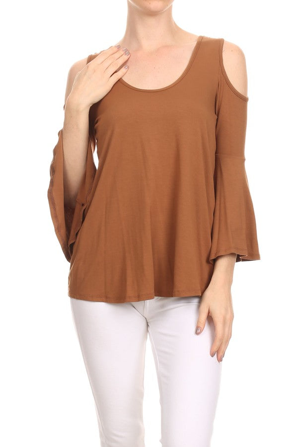 Brenda Bell Sleeve Top (LT. BROWN)-JT7365