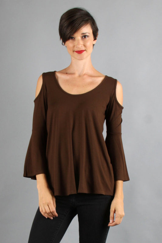 Brenda Bell Sleeve Top (CHOCOLATE BROWN)-JT7365
