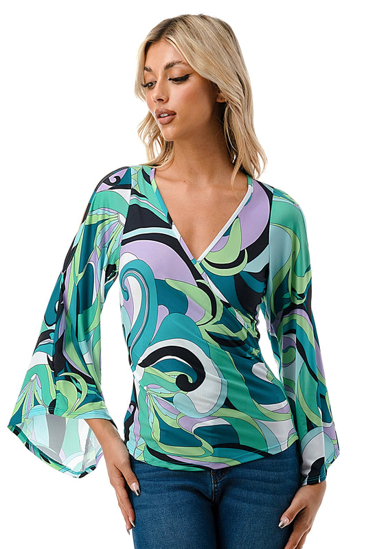 KELSEY TOP (GREEN PUCCI)-JT8290