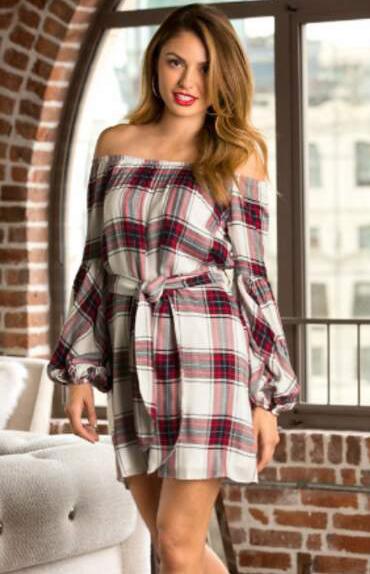 BUBBLY OFF SH DRESS (RED MULTI)-VD1855