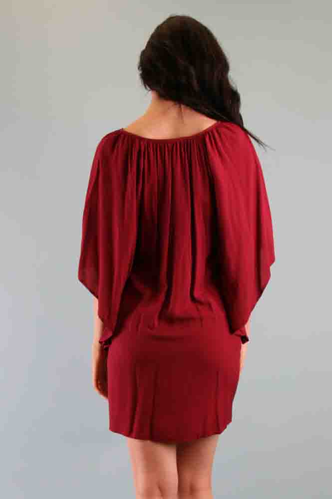 OLIVIA SMOCK DRESS (BURGUNDY)-CVD7926
