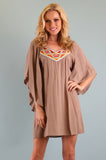 OLIVIA SMOCK DRESS (TAUPE)-CVD7926